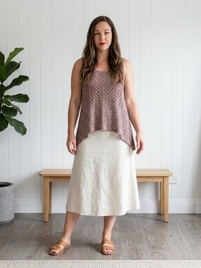 Charming Charlie Mauve Crochet Knit Tank Top S/M